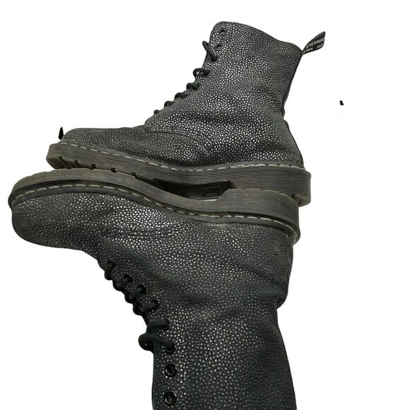 Dr. Martens Womens Pascal Black Gunmetal Speckles Lace Up Casual Combat Boots 8 - Picture 6 of 10
